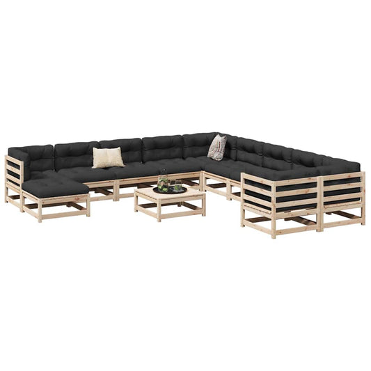 vidaXL 12 Piece Garden Sofa Set Solid Wood Pine 1