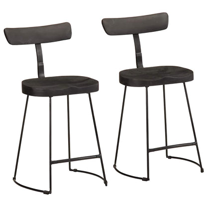 Bar Stools 2 pcs Solid Wood Mango Solid Mango Wood Width 49 cm Black 79 cm