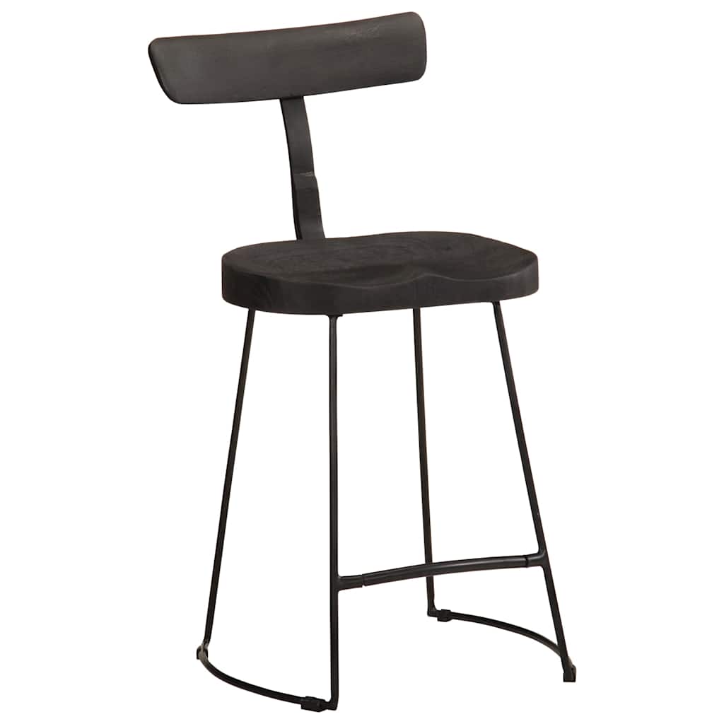 Bar Stools 2 pcs Solid Wood Mango Solid Mango Wood Width 49 cm Black 79 cm