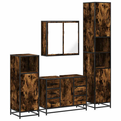 4 Piece Bathroom Furniture Set Engineered Wood Smoked oak