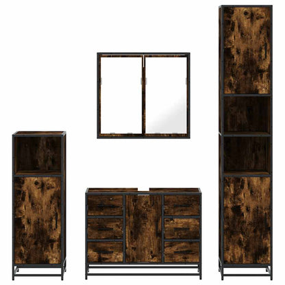4 Piece Bathroom Furniture Set Engineered Wood Smoked oak