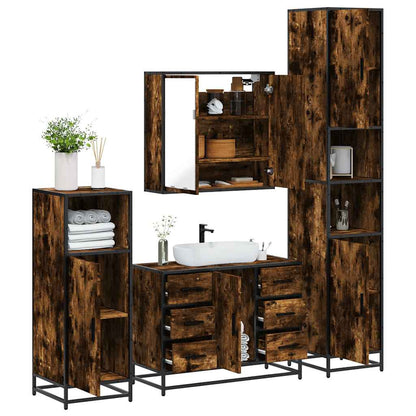 vidaXL 4 Piece Bathroom Furniture Set Smoked Oak Engineered Wood 1