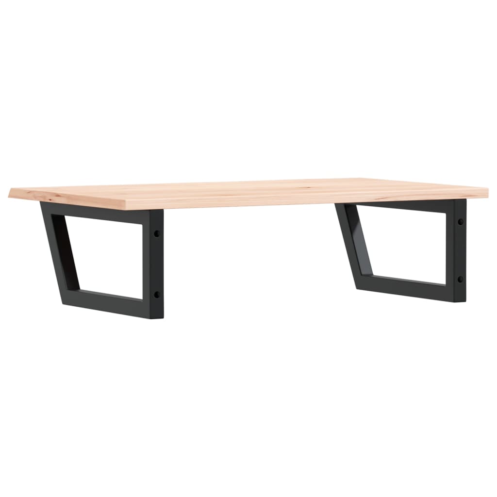 Basin Shelf Wall Mounted Steel and Solid Wood Oak Trapezium Depth 50 cm Width 80 cm Brown and black