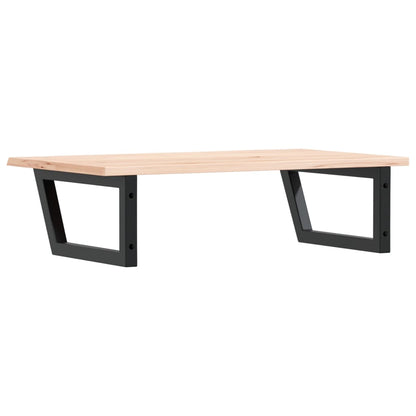 Basin Shelf Wall Mounted Steel and Solid Wood Oak Trapezium Depth 50 cm Width 80 cm Brown and black