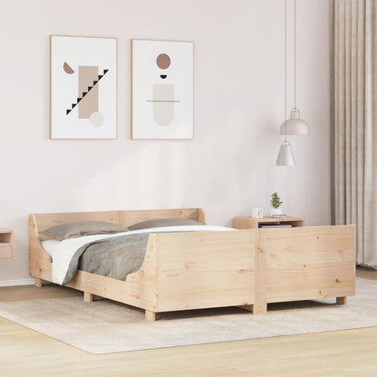 Bed Frame without Mattress Solid Wood Pine Length 190 cm Natural 140 cm