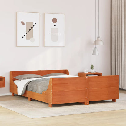 Bed Frame without Mattress Solid Wood Pine Length 190 cm Wax brown 140 cm
