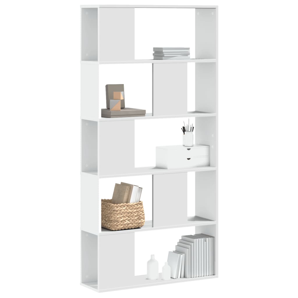 Bookcase 5-Tier 45x23,5x162,5 cm Engineered Wood White 80.5 cm