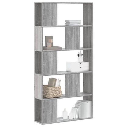 Bookcase 5-Tier 45x23,5x162,5 cm Engineered Wood Grey sonoma 80.5 cm