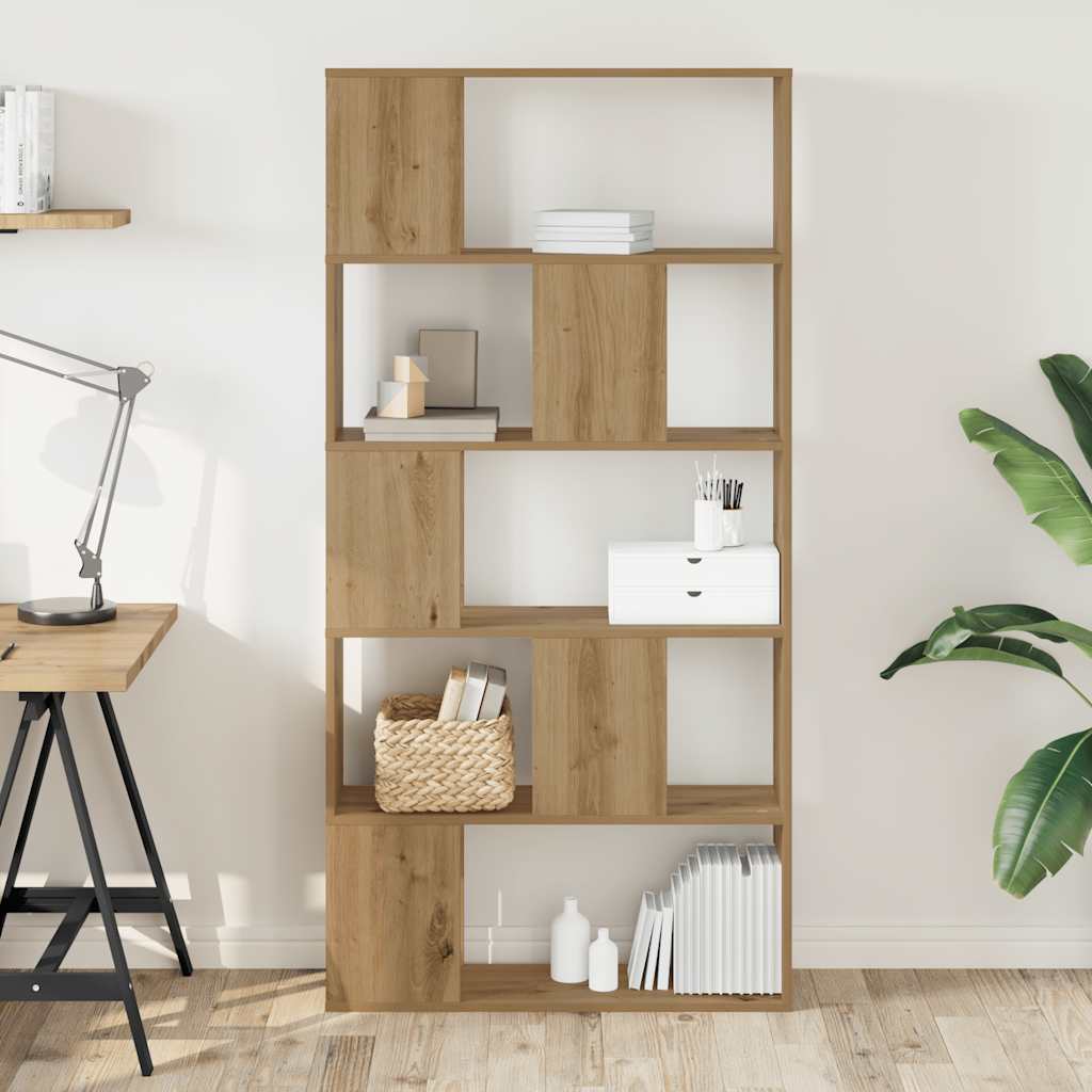 Bookcase 5-Tier 45x23,5x162,5 cm Engineered Wood Oak 80.5 cm