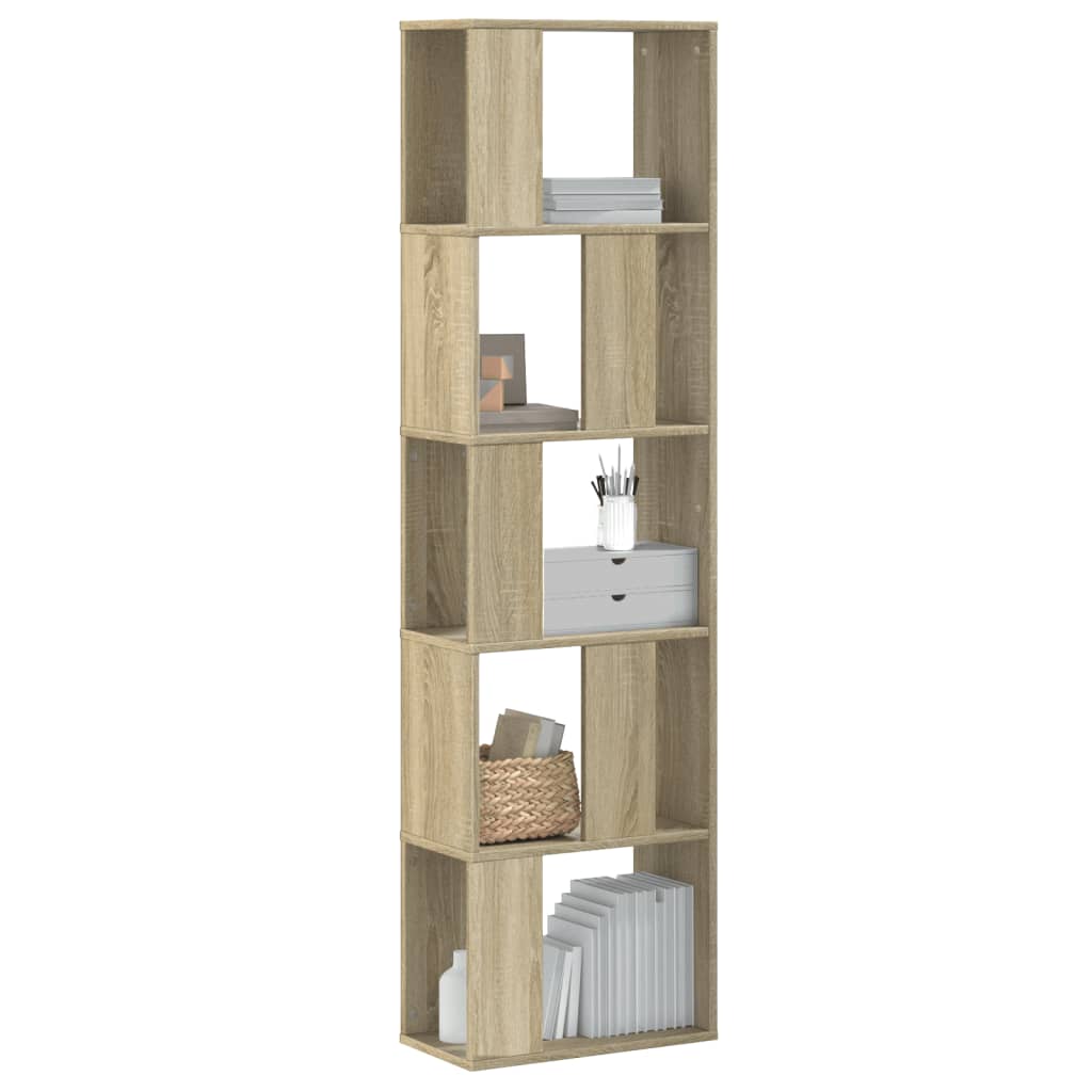 Bookcase 5-Tier 45x23,5x162,5 cm Engineered Wood Sonoma oak 45 cm