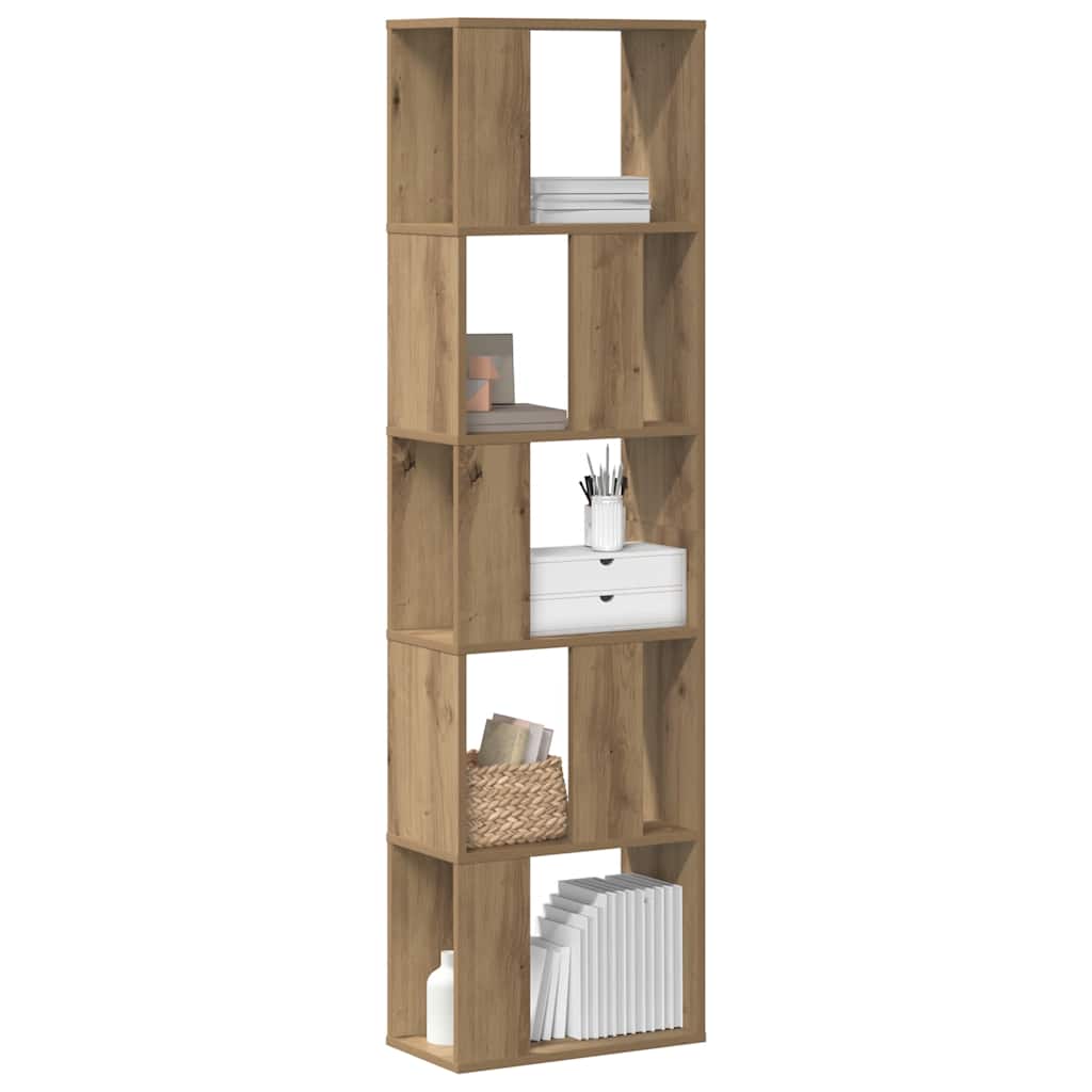 Bookcase 5-Tier 45x23,5x162,5 cm Engineered Wood Oak 45 cm