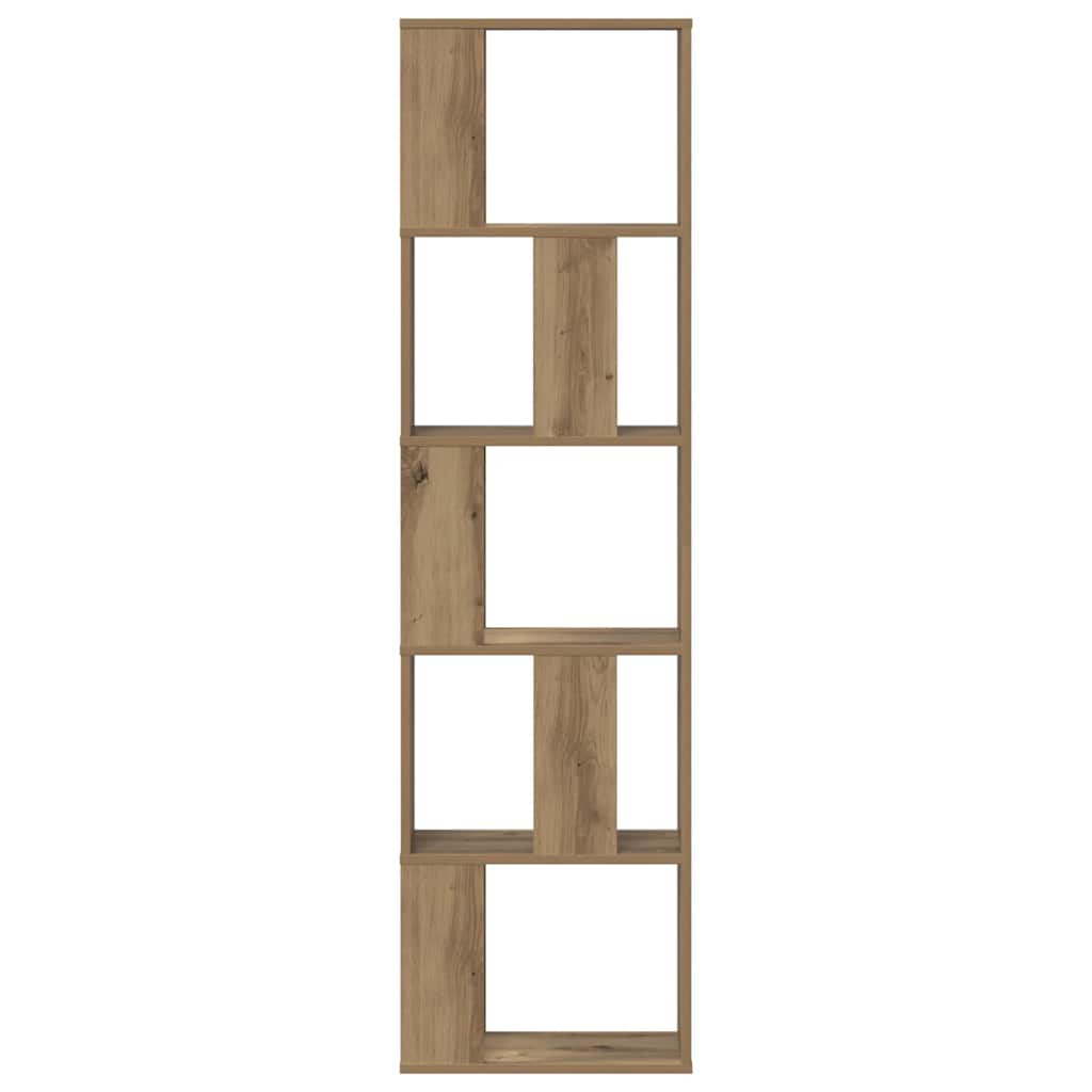 Bookcase 5-Tier 45x23,5x162,5 cm Engineered Wood Oak 45 cm