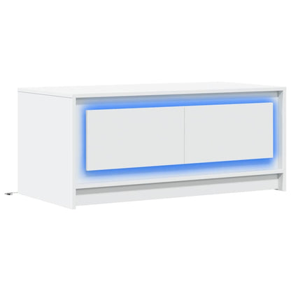 Coffee Table with LED Lights Engineered Wood White
