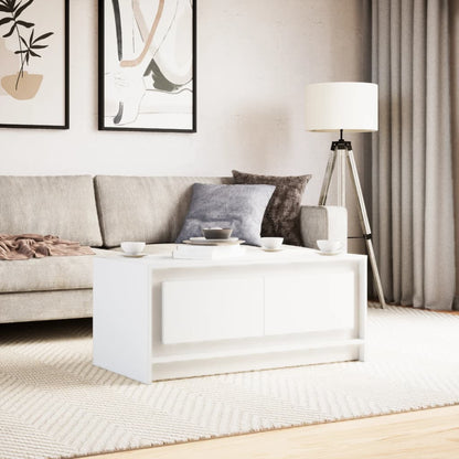Coffee Table with LED Lights Engineered Wood White