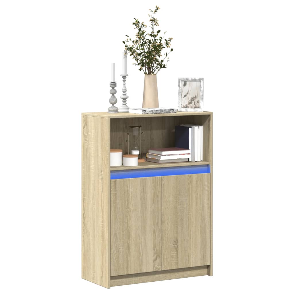 Sideboard with LED 72x34x100 cm Engineered Wood Sonoma oak 72 cm