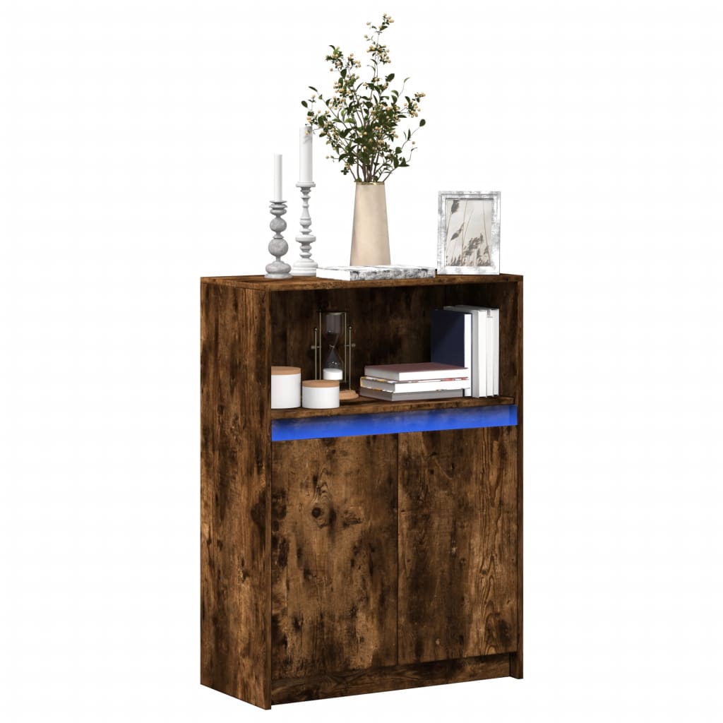 Sideboard with LED 72x34x100 cm Engineered Wood Smoked oak 72 cm