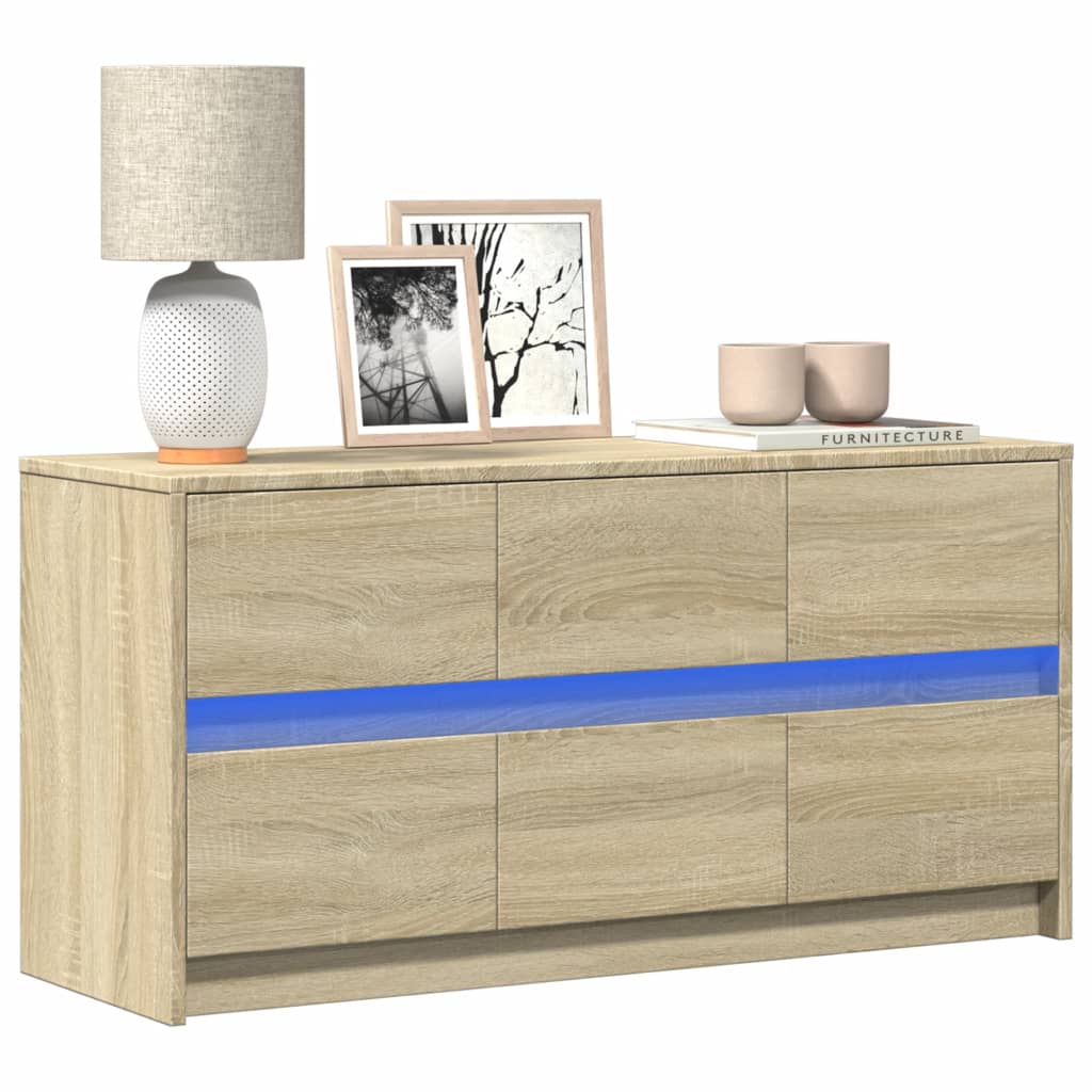 TV Cabinet with LED 100x34x50 cm Engineered Wood Sonoma oak 100 cm