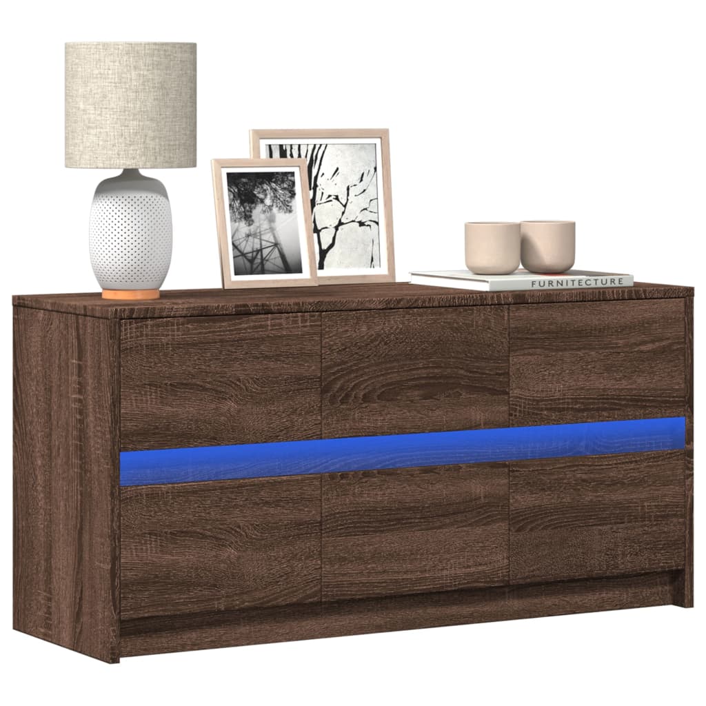 TV Cabinet with LED 100x34x50 cm Engineered Wood Brown oak 100 cm