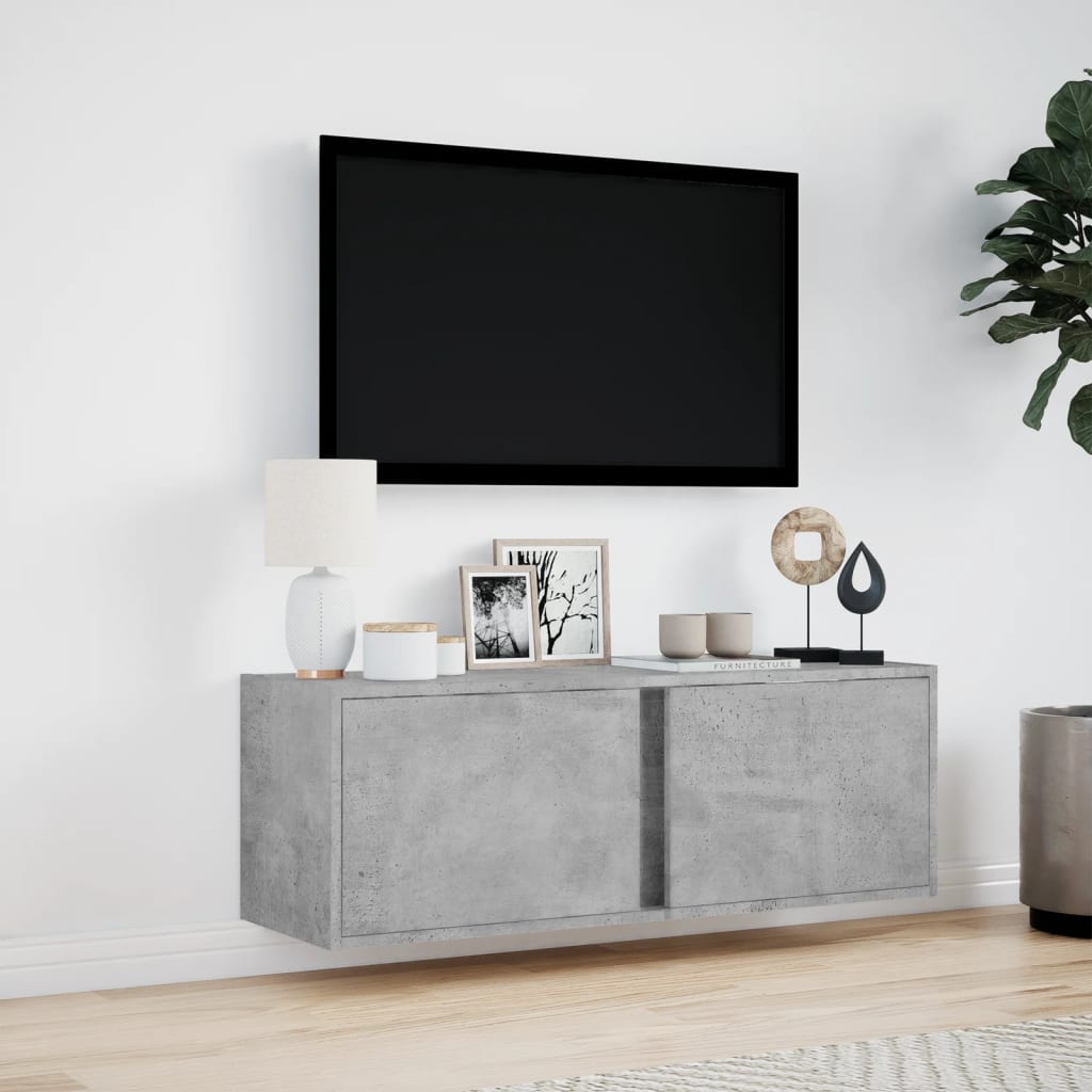 TV Wall Cabinet with LED Lights 80x31x35 cm Concrete grey 100 cm