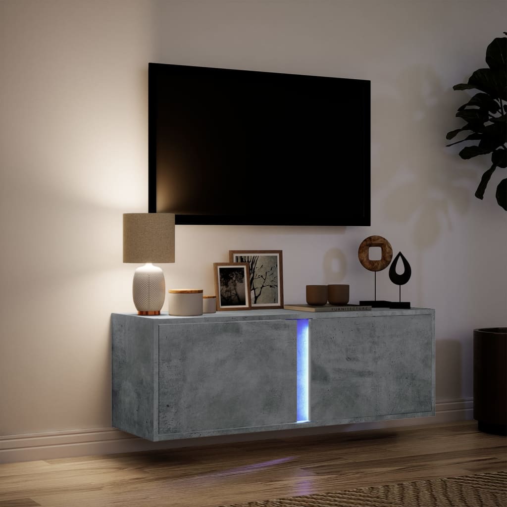 TV Wall Cabinet with LED Lights 80x31x35 cm Concrete grey 100 cm