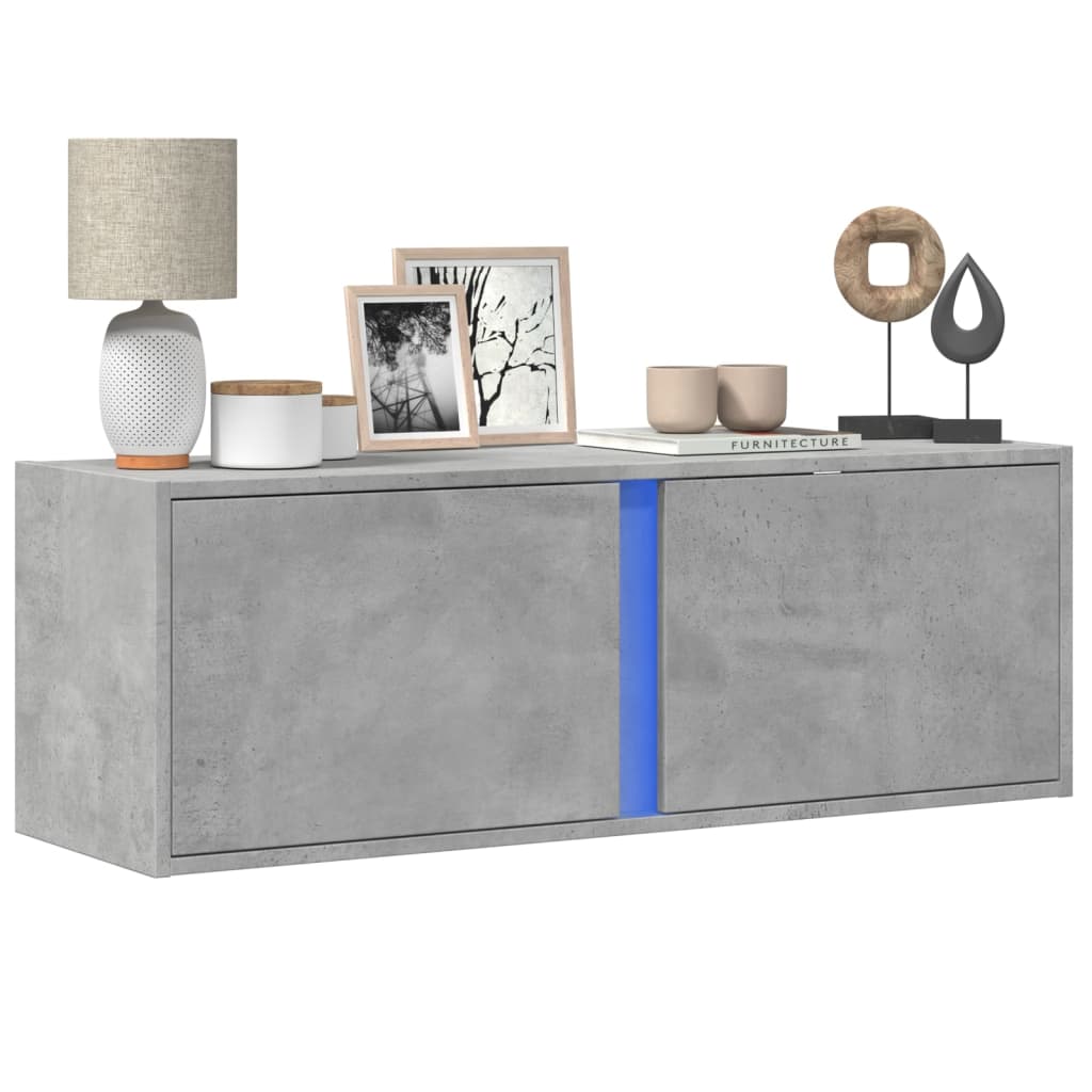 TV Wall Cabinet with LED Lights 80x31x35 cm Concrete grey 100 cm