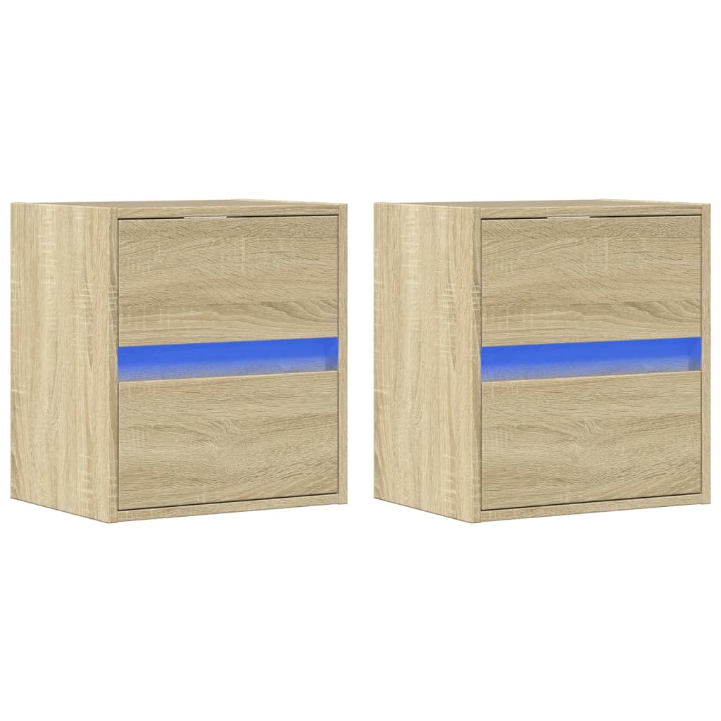 TV Wall Cabinets with LED Lights 41x31x45 cm 2 pcs Sonoma oak