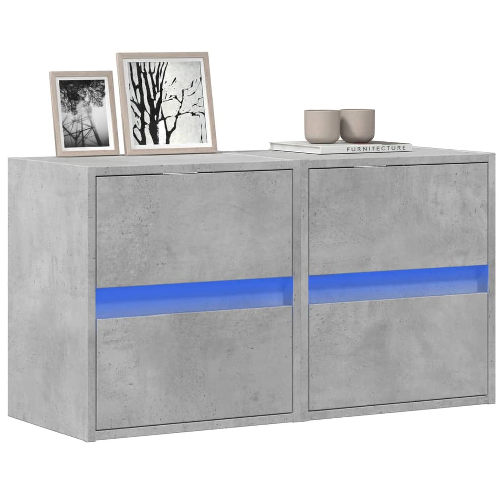 vidaXL TV Wall Cabinets with LED Lights 41x31x45 cm 2 pcs