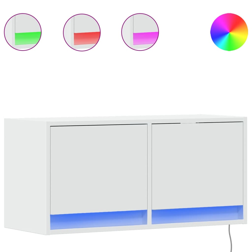 TV Wall Cabinet with LED Lights 80x31x38 cm White 80 cm