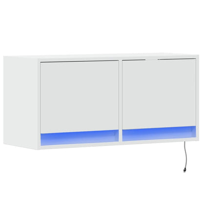 TV Wall Cabinet with LED Lights 80x31x38 cm White 80 cm