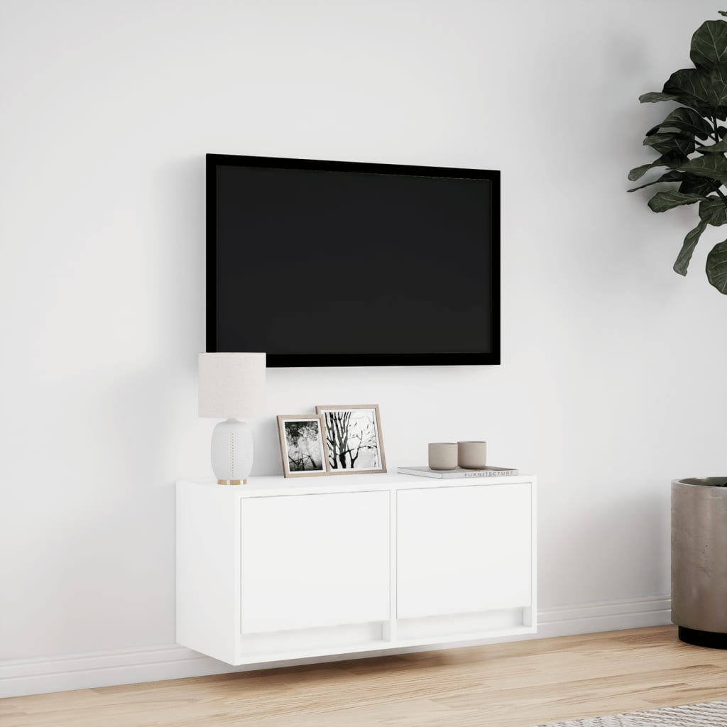 TV Wall Cabinet with LED Lights 80x31x38 cm White 80 cm