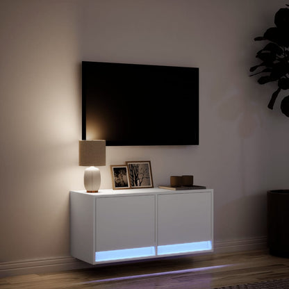 TV Wall Cabinet with LED Lights 80x31x38 cm White 80 cm