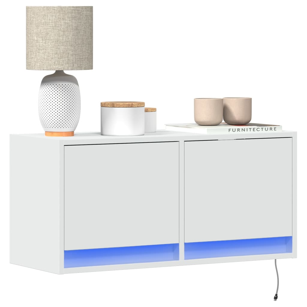TV Wall Cabinet with LED Lights 80x31x38 cm White 80 cm