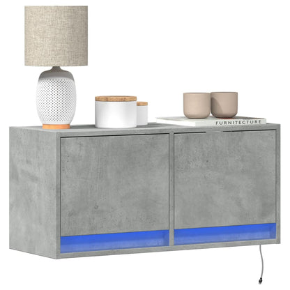 TV Wall Cabinet with LED Lights 80x31x38 cm Concrete grey 80 cm