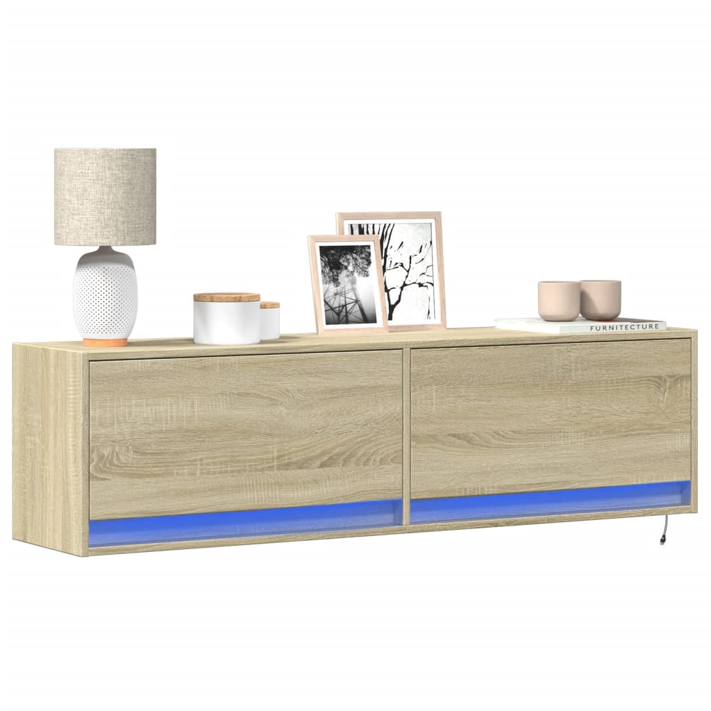 TV Wall Cabinet with LED Lights 80x31x38 cm Sonoma oak 140 cm