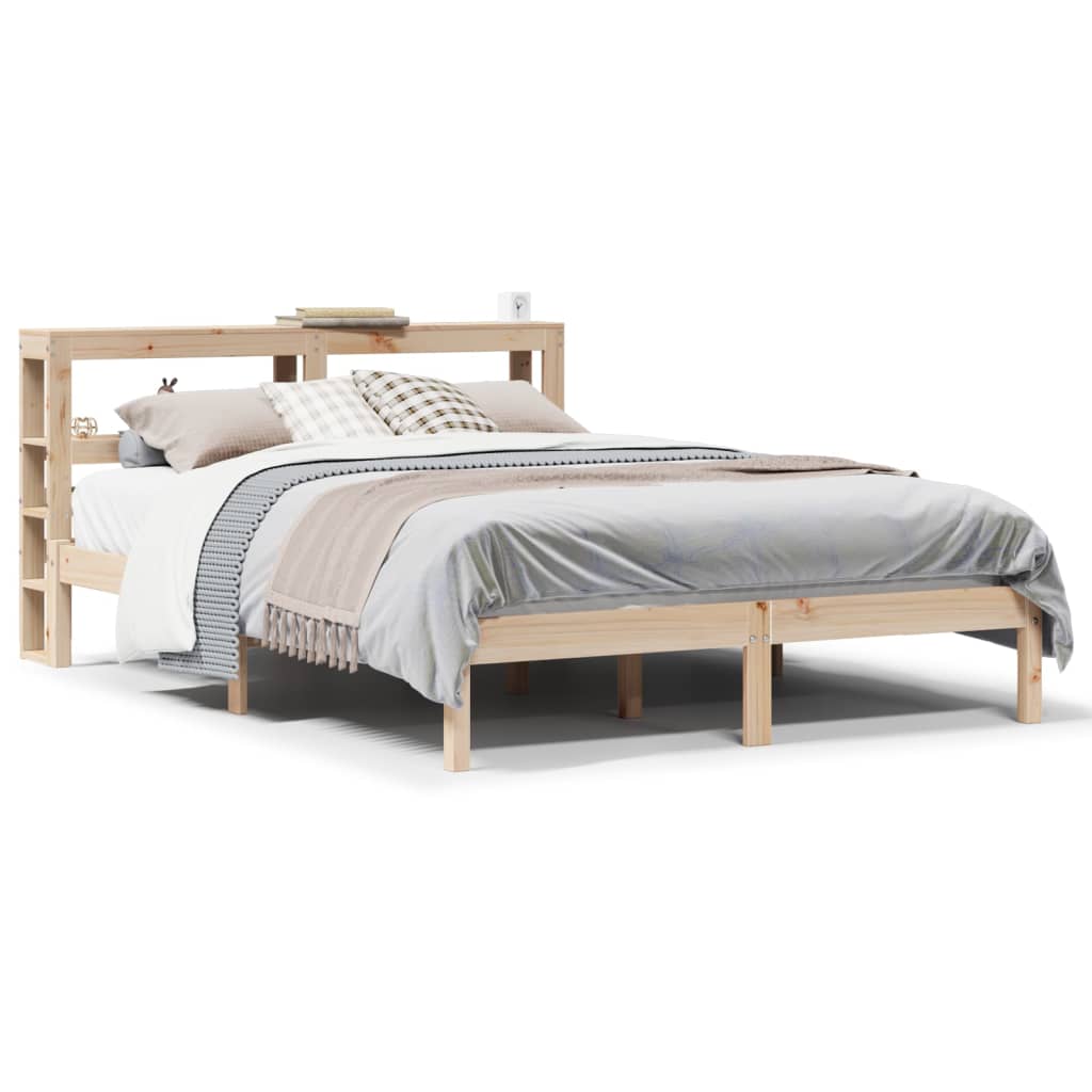 Bed Frame without Mattress Solid Wood Pine Length 200 cm Natural 120 cm