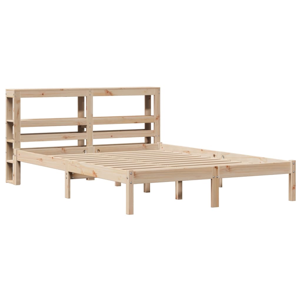 Bed Frame without Mattress Solid Wood Pine Length 200 cm Natural 120 cm