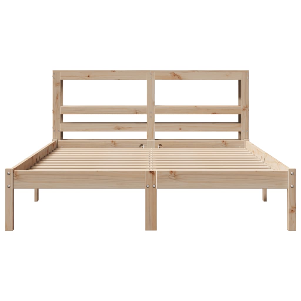 Bed Frame without Mattress Solid Wood Pine Length 200 cm Natural 120 cm