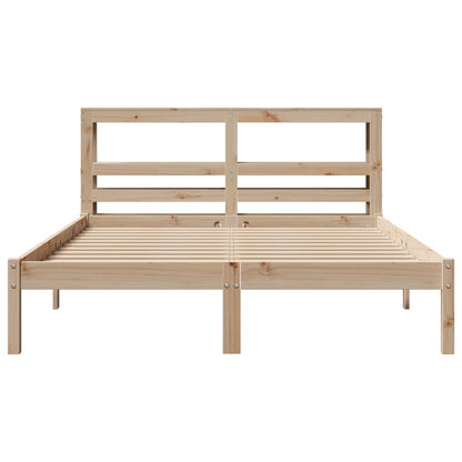 Bed Frame without Mattress Solid Wood Pine Length 200 cm Natural 120 cm