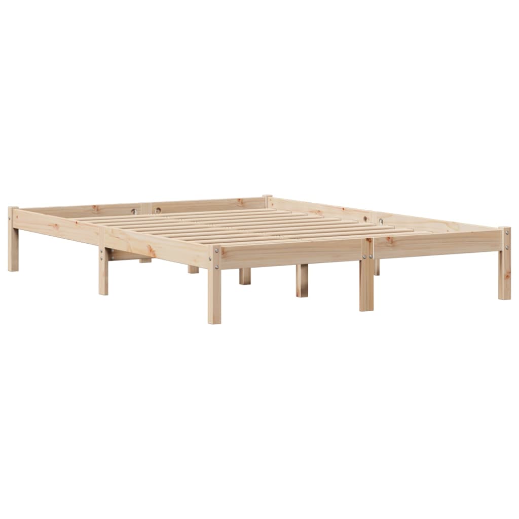 Bed Frame without Mattress Solid Wood Pine Length 200 cm Natural 120 cm