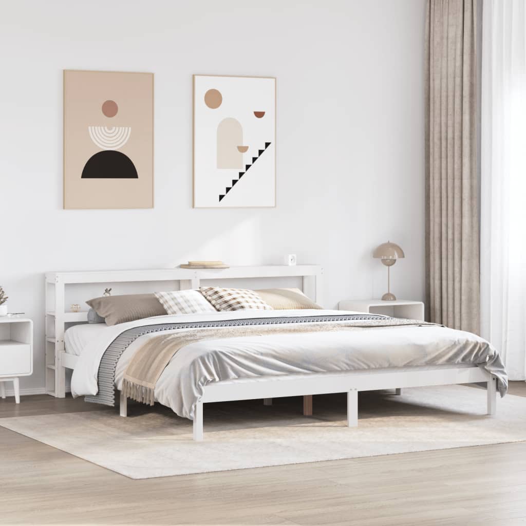 Bed Frame without Mattress Solid Wood Pine Length 200 cm White 200 cm