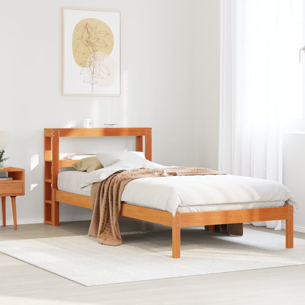 Bed Frame without Mattress Solid Wood Pine Length 200 cm Brown 100 cm