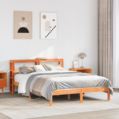 Bed Frame without Mattress Solid Wood Pine Length 200 cm Brown 150 cm