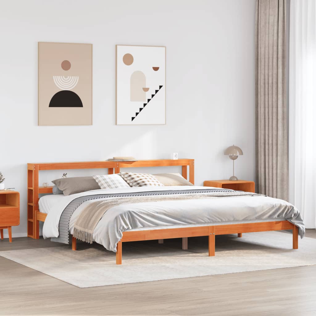 Bed Frame without Mattress Solid Wood Pine Length 200 cm Brown 200 cm