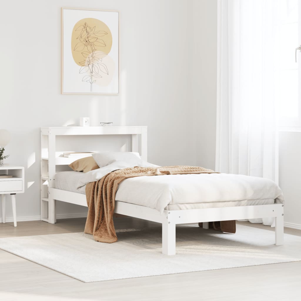 Bed Frame with Headboard without Mattress White 75 cm 190 cm