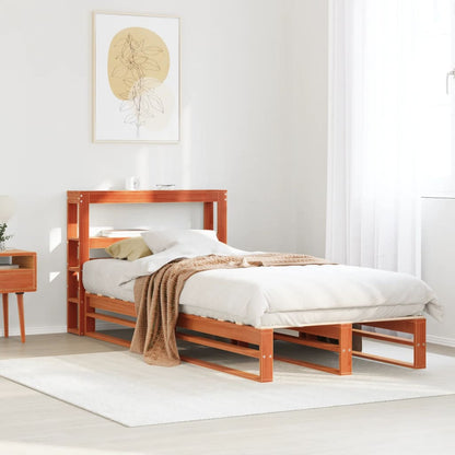 Bed Frame without Mattress Solid Wood Pine Length 200 cm Wax brown 100 cm