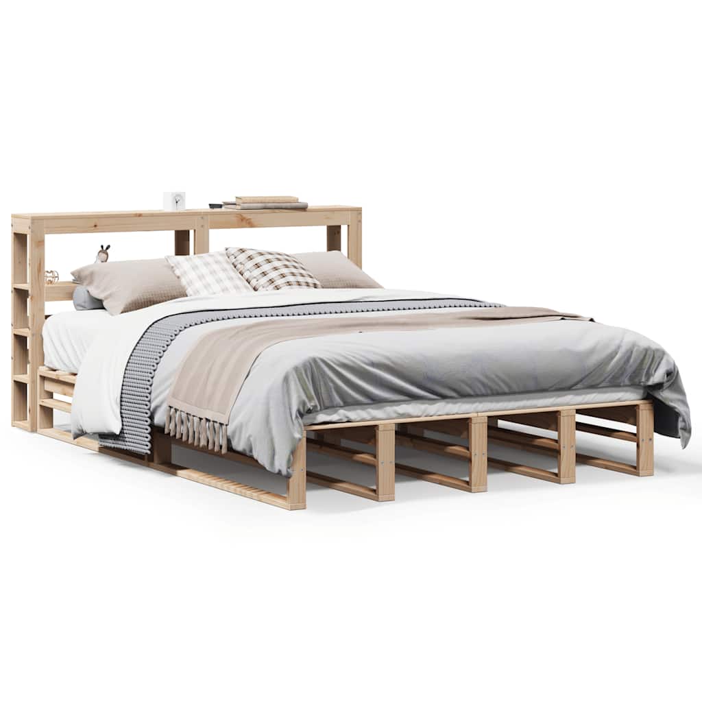 Bed Frame without Mattress Solid Wood Pine Length 200 cm Natural 120 cm