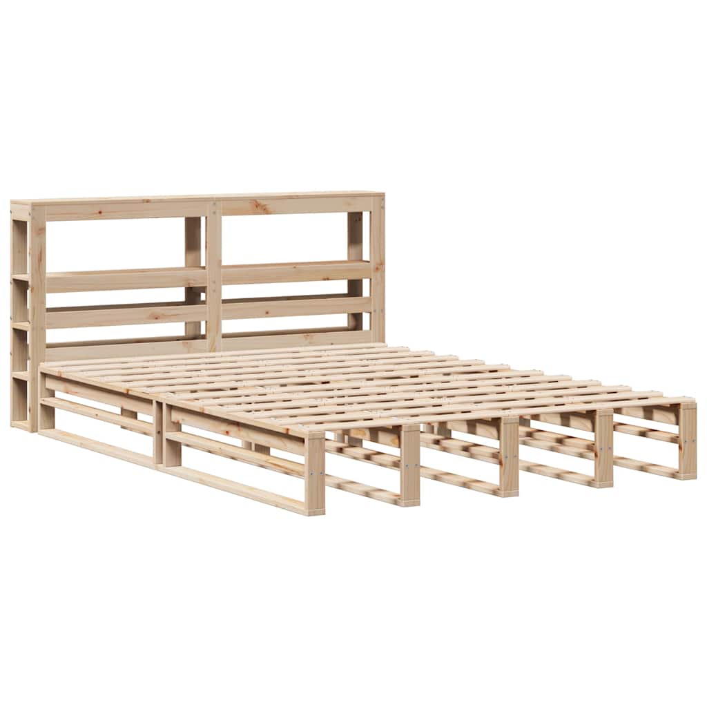 Bed Frame without Mattress Solid Wood Pine Length 200 cm Natural 120 cm