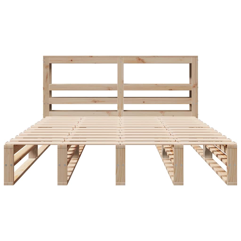 Bed Frame without Mattress Solid Wood Pine Length 200 cm Natural 120 cm