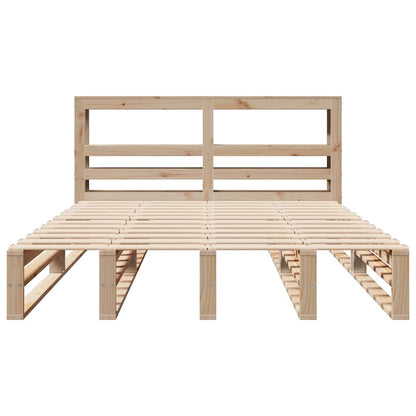 Bed Frame without Mattress Solid Wood Pine Length 200 cm Natural 120 cm