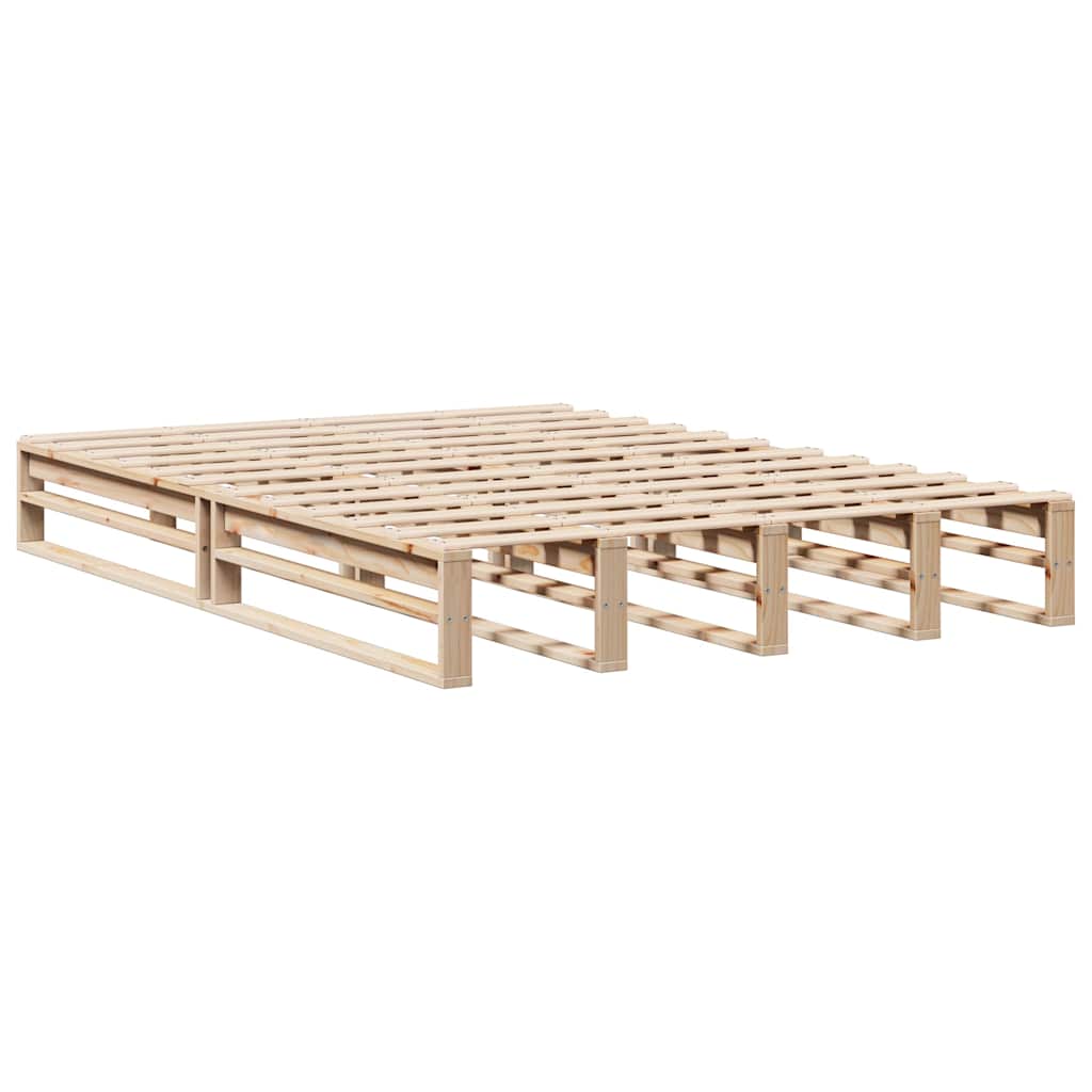 Bed Frame without Mattress Solid Wood Pine Length 200 cm Natural 120 cm